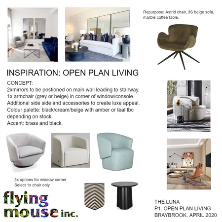 The Luna - Open Plan Living Interior Design Mood Board by Flyingmouse inc on Style Sourcebook