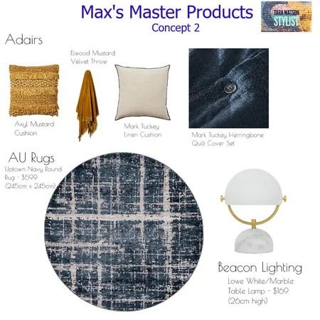Max's Master Products 2 Interior Design Mood Board by Blush Interior Styling on Style Sourcebook
