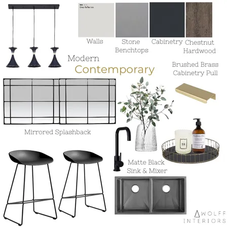 Modern Contemporary Kitchen Interior Design Mood Board by awolff.interiors on Style Sourcebook