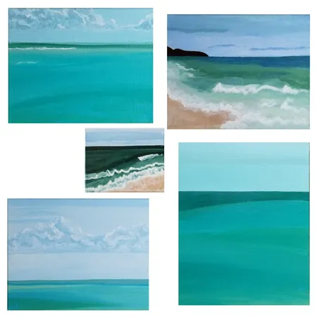 Shades of Turquoise Paintings Interior Design Mood Board by Champagne Kalokelani on Style Sourcebook