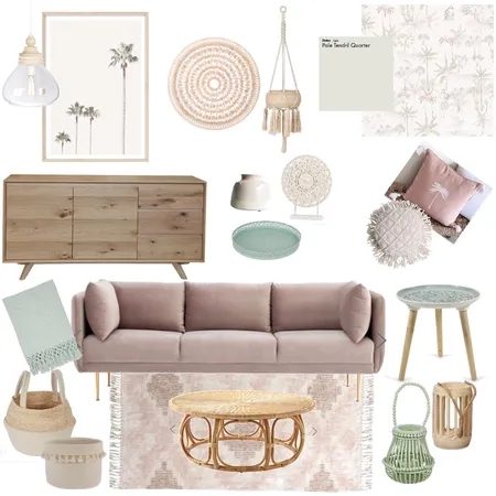 Pastels and palms sitting room Interior Design Mood Board by House of savvy style on Style Sourcebook