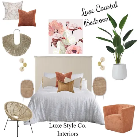 Luxe Coastal Bedroom Pink Interior Design Mood Board by Luxe Style Co. on Style Sourcebook