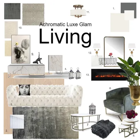 Achromatic Luxe Living Interior Design Mood Board by Studio 33 on Style Sourcebook