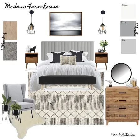 Modern Farmhouse Bedroom Interior Design Mood Board by RA Interiors on Style Sourcebook