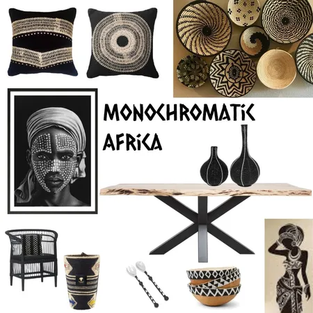 Monochramatic African Interior Design Mood Board by kjawnointeriors on Style Sourcebook