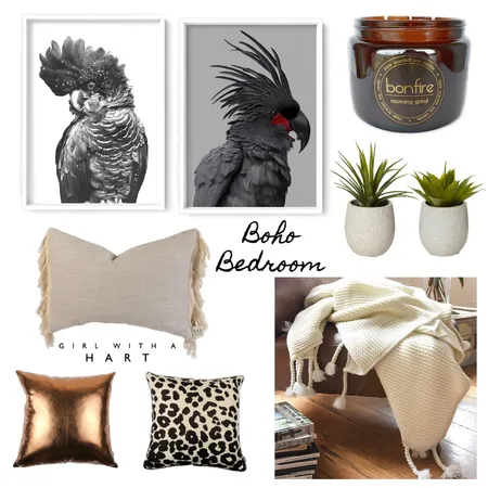 Boho Bedroom Interior Design Mood Board by Girl with a Hart Interiors on Style Sourcebook