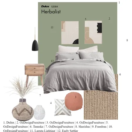 green bedroom Interior Design Mood Board by StephanieBeatty on Style Sourcebook