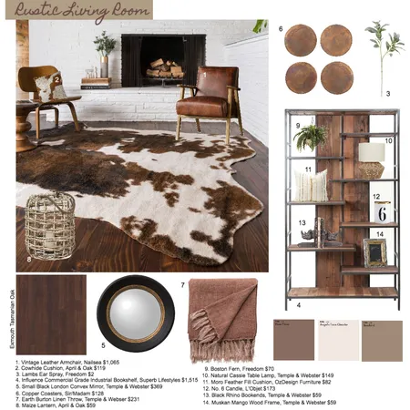Rustic Living Room Interior Design Mood Board by courtney.ward on Style Sourcebook