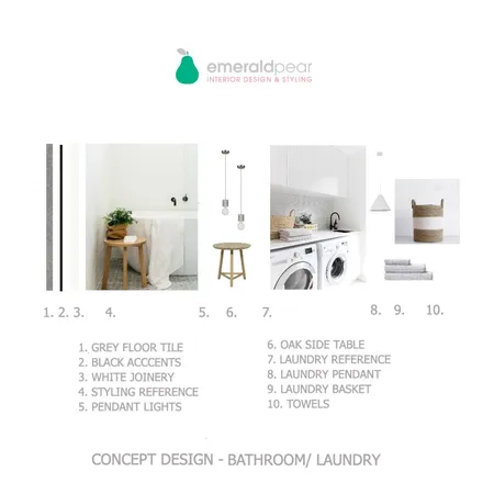 CONCEPT - BATHROOMS/LAUNDRY Interior Design Mood Board by Emerald Pear  on Style Sourcebook