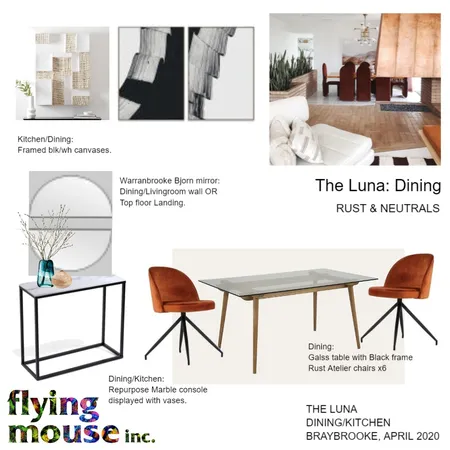 The Luna - Rust Dining chairs Interior Design Mood Board by Flyingmouse inc on Style Sourcebook