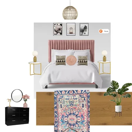Blush pink bed bedroom design Interior Design Mood Board by lamicious on Style Sourcebook