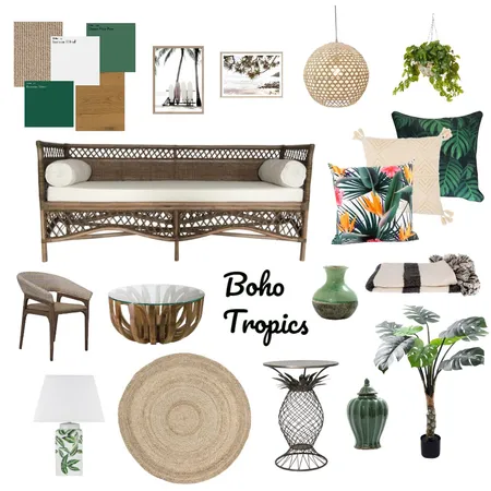 Combinación patrones y texturas boho tropics Interior Design Mood Board by Vicky on Style Sourcebook