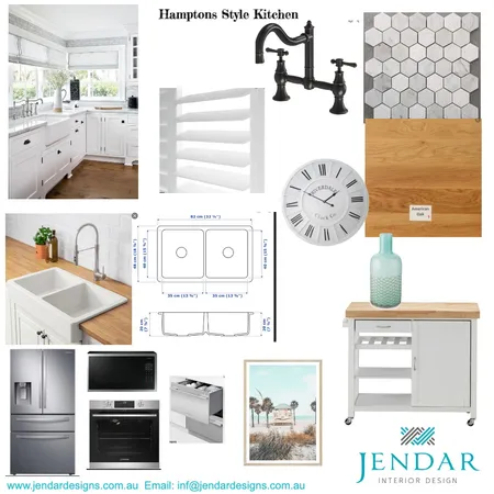 Hamptons Style Kitchen Interior Design Mood Board by Jendar Interior Design on Style Sourcebook