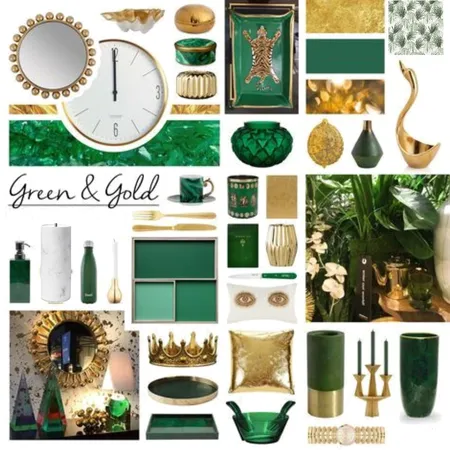 GREEN AND GOLD Interior Design Mood Board by mandeephc on Style Sourcebook