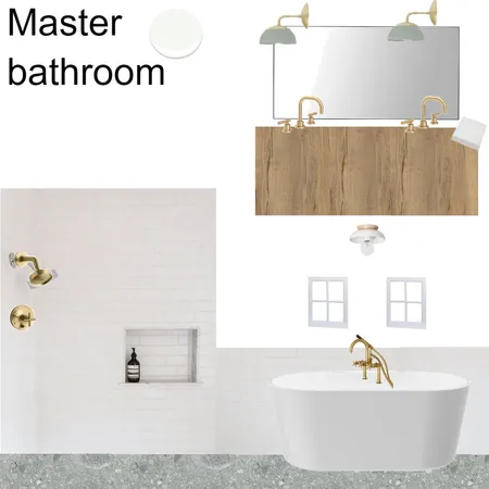 Master bathroom 4x8 white gold terazzo Interior Design Mood Board by knadamsfranklin on Style Sourcebook