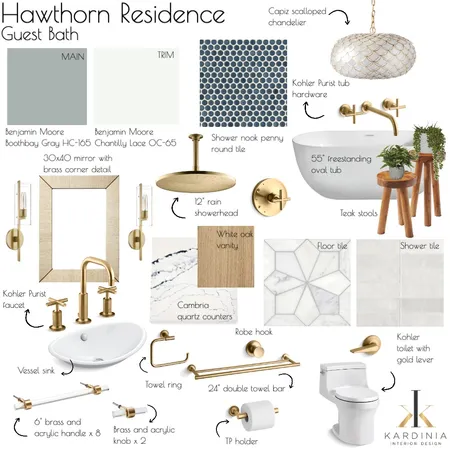 Hawthorn Residence - Guest Bath Interior Design Mood Board by kardiniainteriordesign on Style Sourcebook