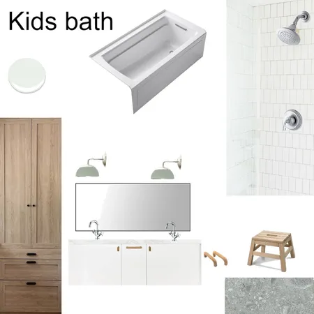 Kids bath stacked subway with terazzo green light Interior Design Mood Board by knadamsfranklin on Style Sourcebook