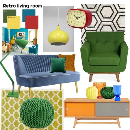 Retro Living Room Interior Design Mood Board by kittycat52 on Style Sourcebook