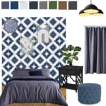 navy blue bedroom Interior Design Mood Board by pxyushhhh on Style Sourcebook