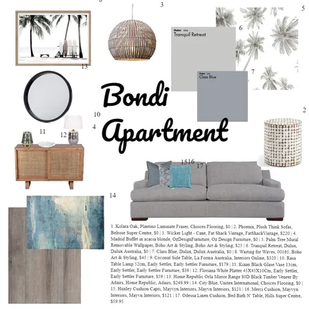 Bondi Apatment trial Interior Design Mood Board by tarshi on Style Sourcebook