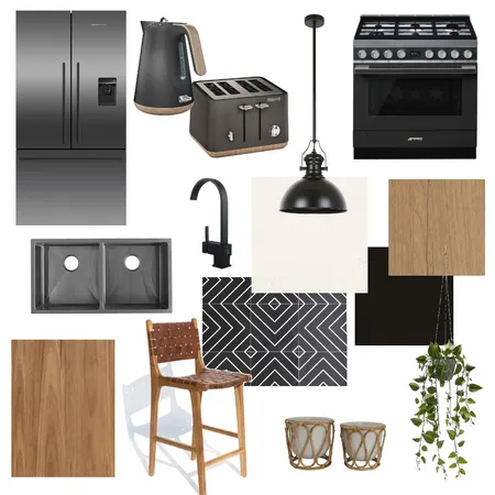 Black, Timber & White Kitchen Interior Design Mood Board by moffie19 on Style Sourcebook