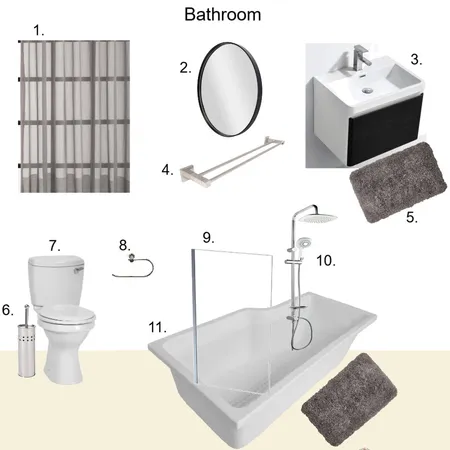 Sample board - Airbnb Bathroom Interior Design Mood Board by momomo on Style Sourcebook