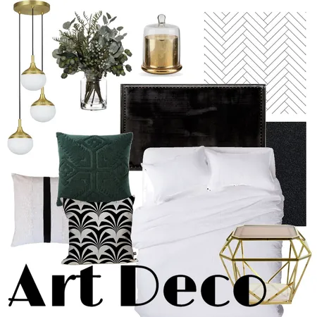 Art Deco Inspired Bedroom Interior Design Mood Board by Jenbirks on Style Sourcebook
