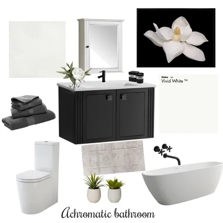 achromatic bathroom Interior Design Mood Board by Harford Jo Interiors on Style Sourcebook