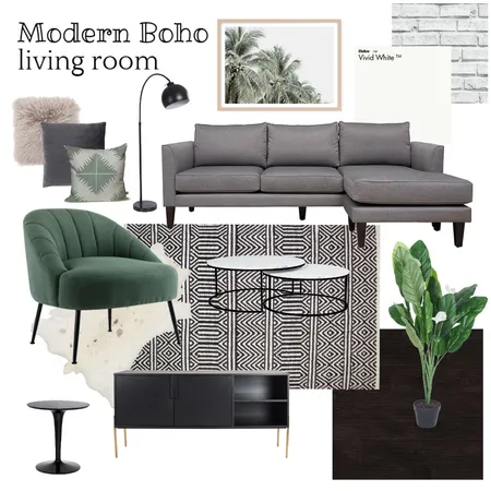 Modern Boho Living Room Interior Design Mood Board by janiehachey on Style Sourcebook