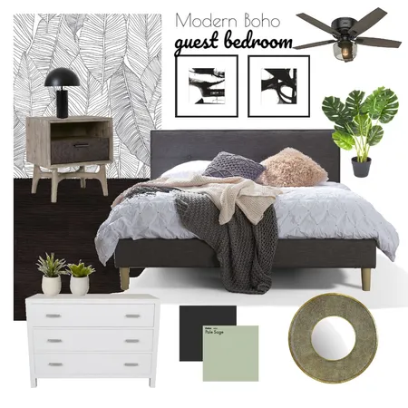 Modern Boho Guest Bedroom Interior Design Mood Board by janiehachey on Style Sourcebook