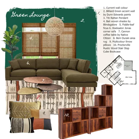 Clay Avenue Lounge Green Interior Design Mood Board by Valeria on Style Sourcebook