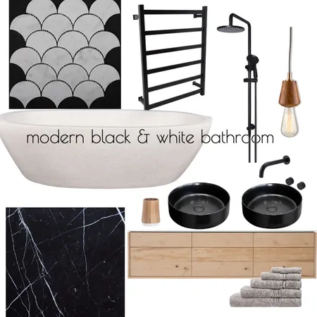 Black and white bathroom Interior Design Mood Board by sarahsnowchic on Style Sourcebook