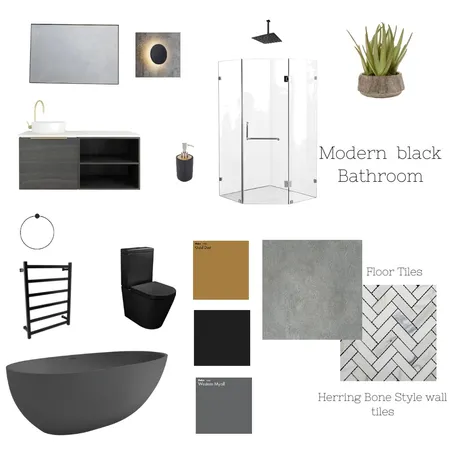 Modern Black Bathroom Interior Design Mood Board by CarlaKM on Style Sourcebook