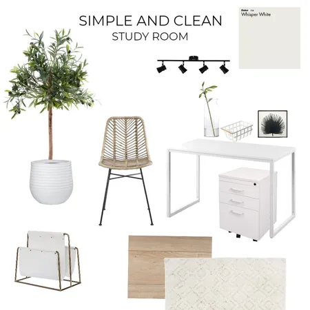 Simple and Clean Study Room Interior Design Mood Board by zahraalibasye_interiors on Style Sourcebook