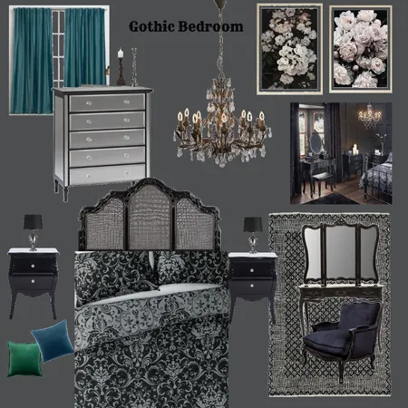 Gothic Bedroom Interior Design Mood Board by robynar@hotmail.co.uk on Style Sourcebook