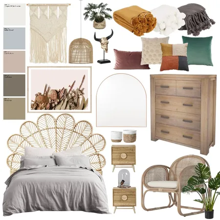 Boho Master Bedroom Interior Design Mood Board by Roetiby Kate-Lyn on Style Sourcebook