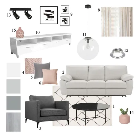 accented achromatic living room Interior Design Mood Board by andisomorjai on Style Sourcebook