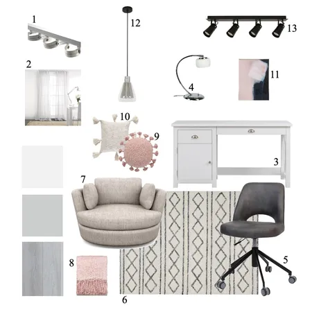 Accented Achromatic Study Room Interior Design Mood Board by andisomorjai on Style Sourcebook