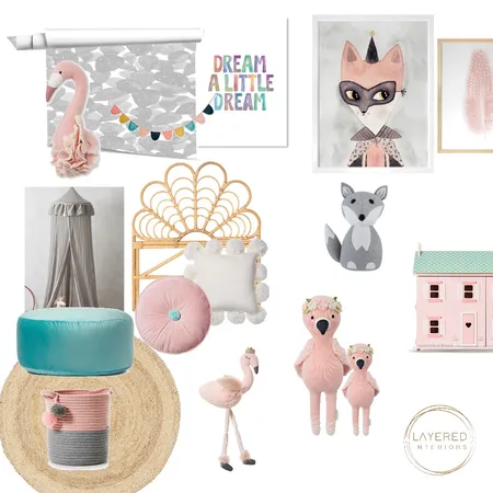 Flamingo Childs bedroom moodboard Interior Design Mood Board by JulesHurd on Style Sourcebook