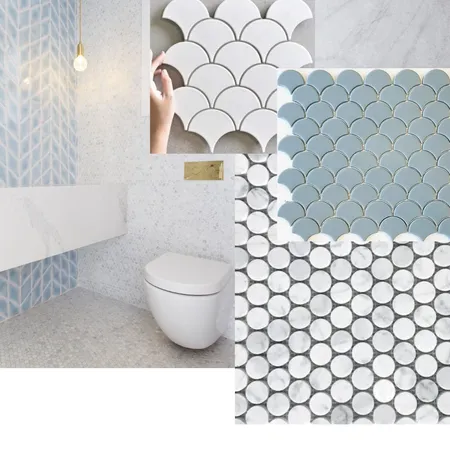 White & Blue Bathroom Interior Design Mood Board by BecHeerings on Style Sourcebook