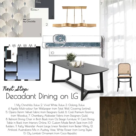 Decadant Dining on LG Interior Design Mood Board by Aime Van Dyck Interiors on Style Sourcebook