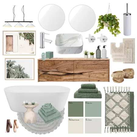 Green on green bathroom vibes Interior Design Mood Board by Happy Nook Interiors on Style Sourcebook