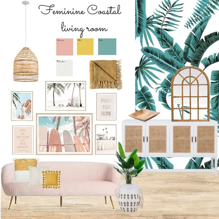 Feminine Coastal Living Room Interior Design Mood Board by Simone Oberholzer on Style Sourcebook