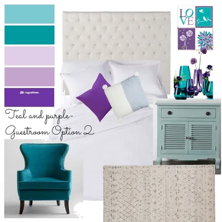 Teal and purple bedroom mid strength colours Interior Design Mood Board by interiorology on Style Sourcebook
