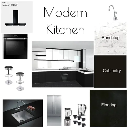Modern Black and Grey Kitchen Interior Design Mood Board by njparker@live.com.au on Style Sourcebook