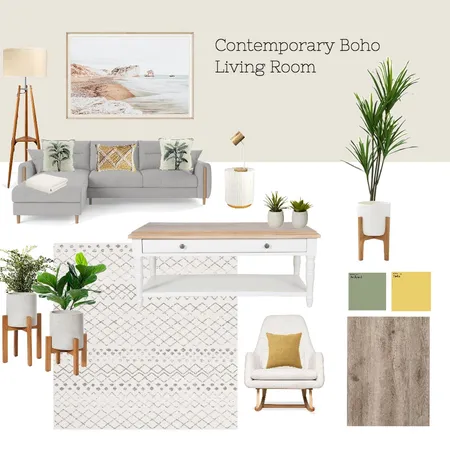 Contemporary Boho living room Interior Design Mood Board by Madeline Campbell on Style Sourcebook