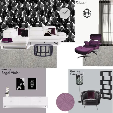 Monotone with aubergine contemporary lounge Interior Design Mood Board by VisualStyle on Style Sourcebook