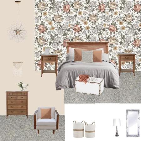 Floral  grey, dusty pink, bedroom Interior Design Mood Board by VisualStyle on Style Sourcebook