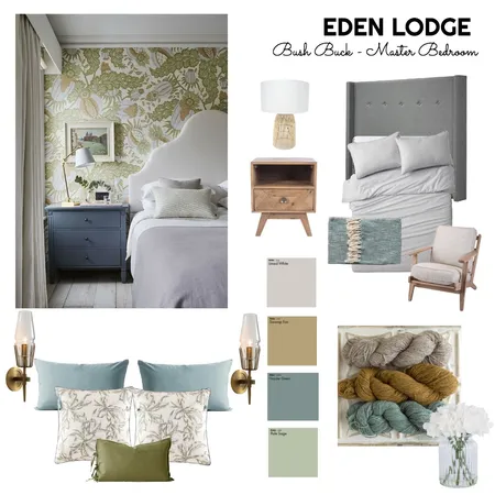 Eden Lodge - Bush Buck Main Bedroom Interior Design Mood Board by Zambe on Style Sourcebook