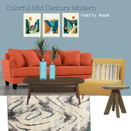 Mid Century Modern Concept 2 Family Room Interior Design Mood Board by Miss Micah J on Style Sourcebook